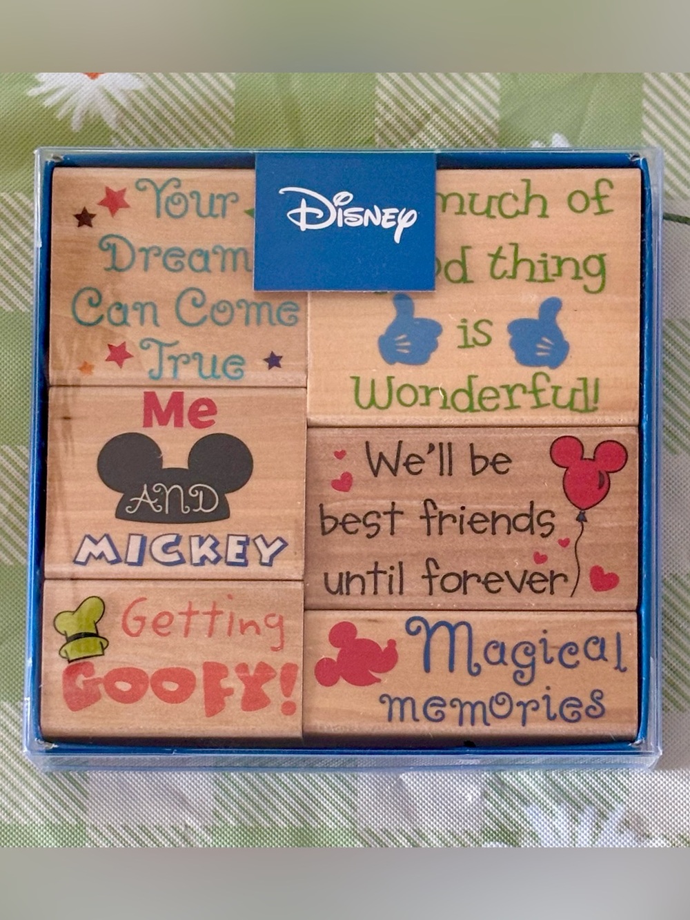 Vintage 2006 Disney Friends Set 6 Wood Mounted Rubber Stamp Set (Mickey Goofy)